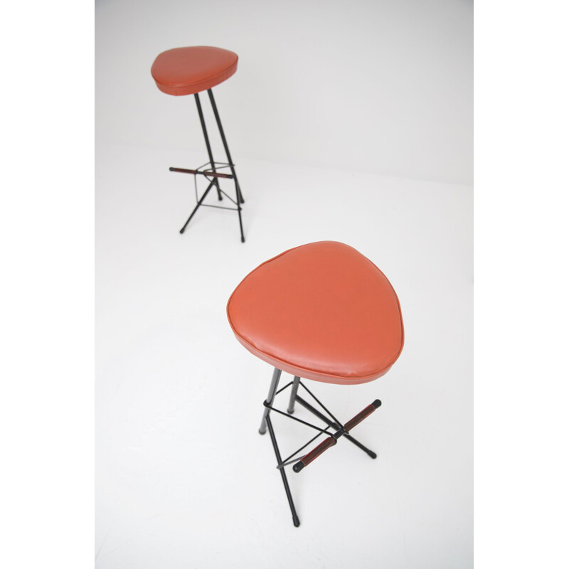 Vintage Bar Stools Willy Van Der Meeren by Tubax Belgium 1950s