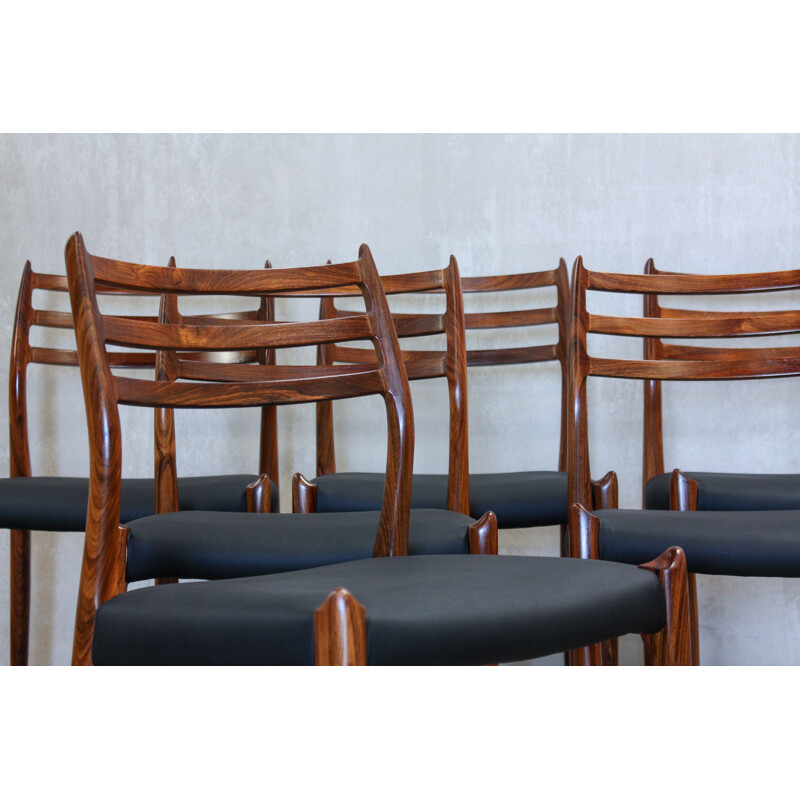 Vintage set of 6 dining chairs in rosewood Model 78 by Niels O. Møller for J. L. Møllers Møbelfabrik,1960