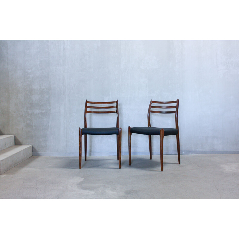 Vintage set of 6 dining chairs in rosewood Model 78 by Niels O. Møller for J. L. Møllers Møbelfabrik,1960