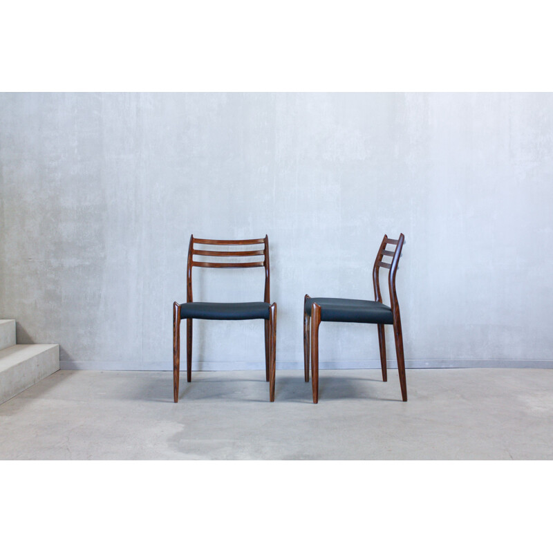 Vintage set of 6 dining chairs in rosewood Model 78 by Niels O. Møller for J. L. Møllers Møbelfabrik,1960