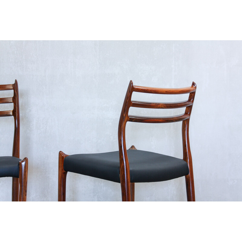 Vintage set of 6 dining chairs in rosewood Model 78 by Niels O. Møller for J. L. Møllers Møbelfabrik,1960