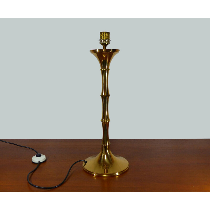 Vintage bambou table lamp in brass by Ingo Maurer,1970