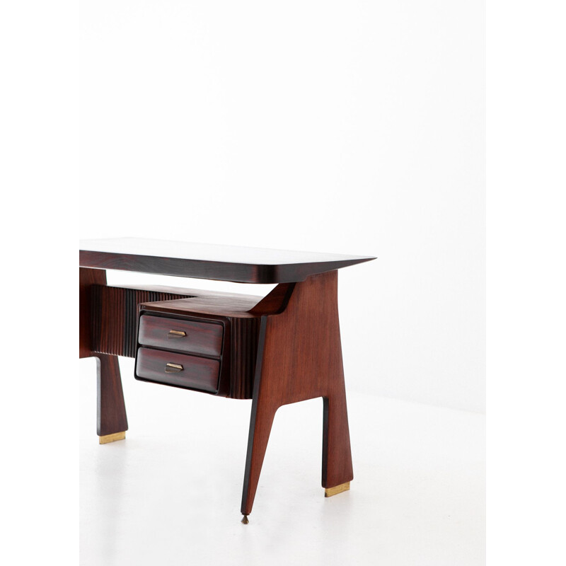 Vintage italian writing desk by Vittorio Dassi in brass and rosewood 1950s