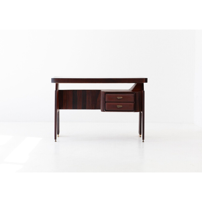 Vintage italian writing desk by Vittorio Dassi in brass and rosewood 1950s