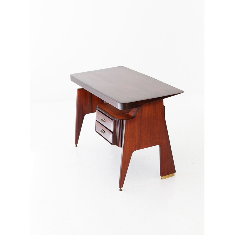 Vintage italian writing desk by Vittorio Dassi in brass and rosewood 1950s