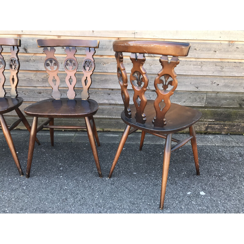 Vintage set of 4 dining chairs by Lucien Ercolani model  Windsor Ercol,1960 