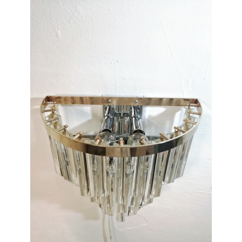 Vintage wall lamp by Paolo Venini  in Murano glass and chromed metal