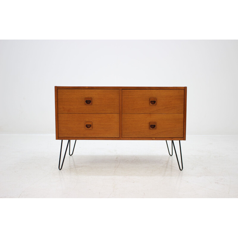 Vintage danish chest of drawers in teakwood and iron 1960