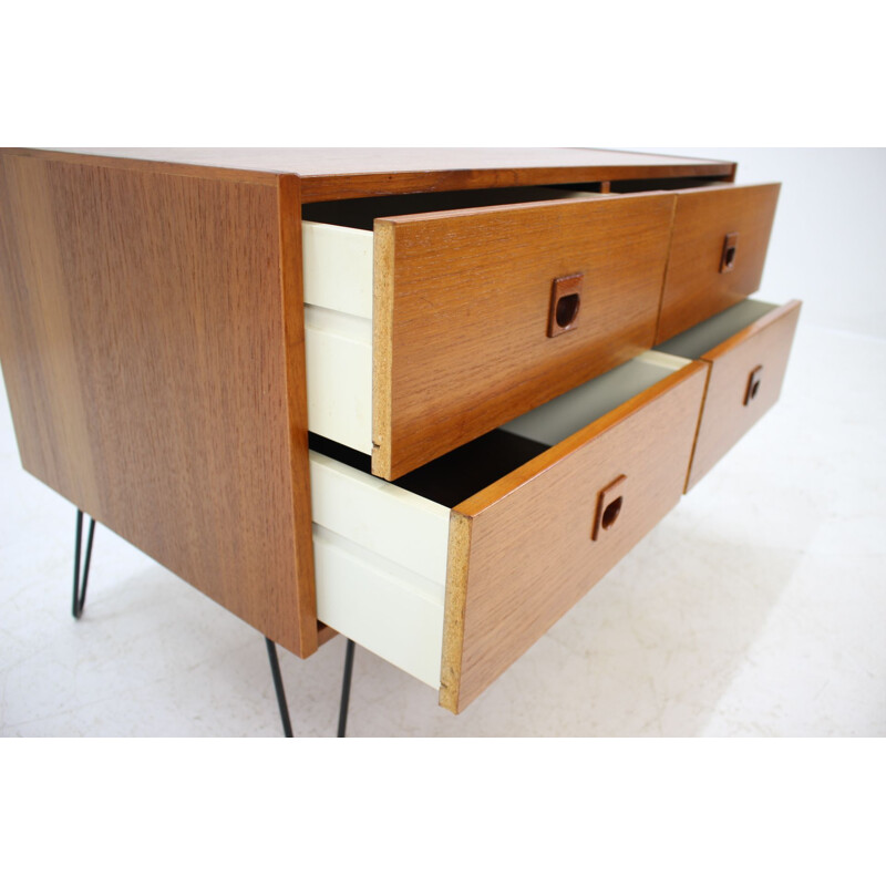 Vintage danish chest of drawers in teakwood and iron 1960