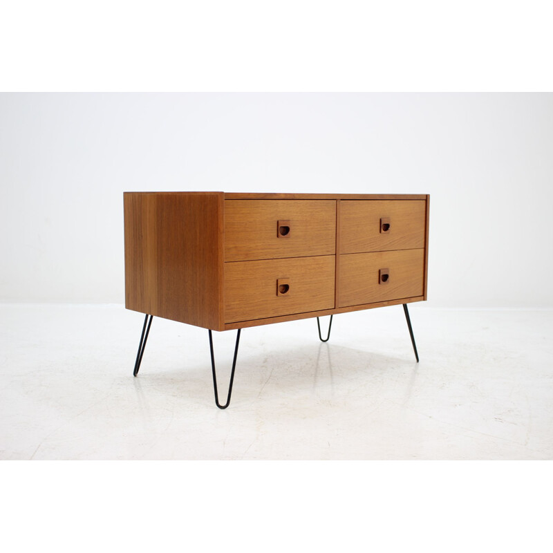 Vintage danish chest of drawers in teakwood and iron 1960