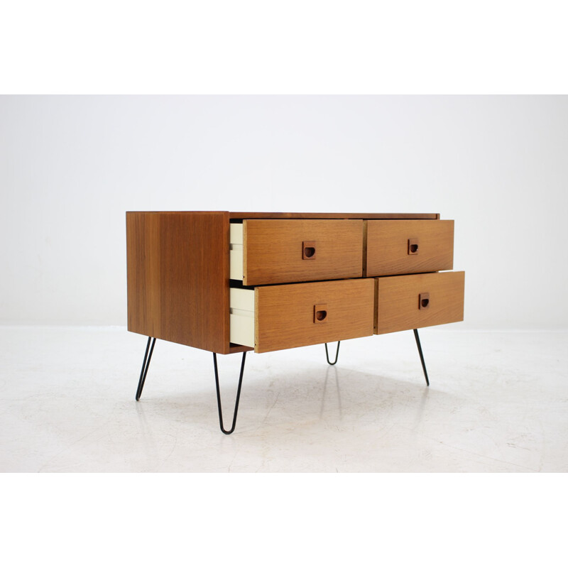 Vintage danish chest of drawers in teakwood and iron 1960