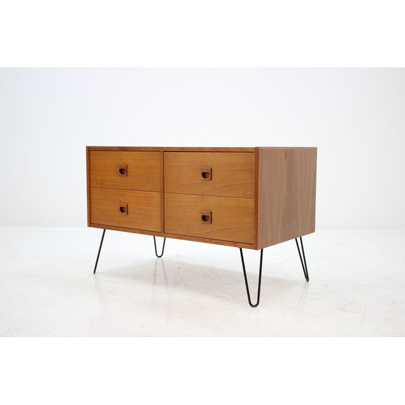 Vintage danish chest of drawers in teakwood and iron 1960