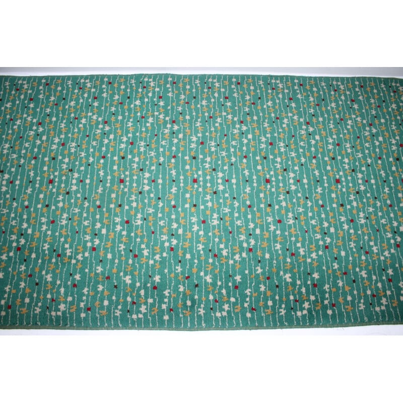 Vintage-Teppich mit organischen Mustern aus grünem Stoff 1960