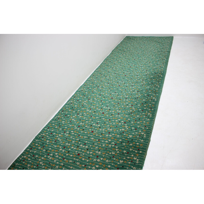 Vintage-Teppich mit organischen Mustern aus grünem Stoff 1960