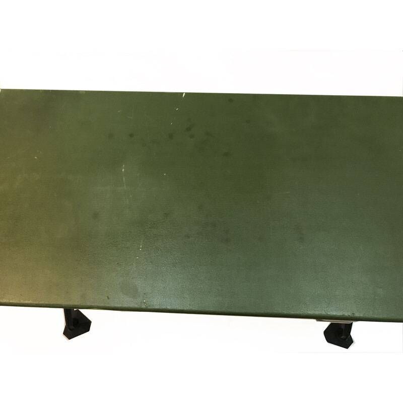 Green vintage desk in metal and vinyl by G. Banfi L. Belgiojoso E. Peressutti