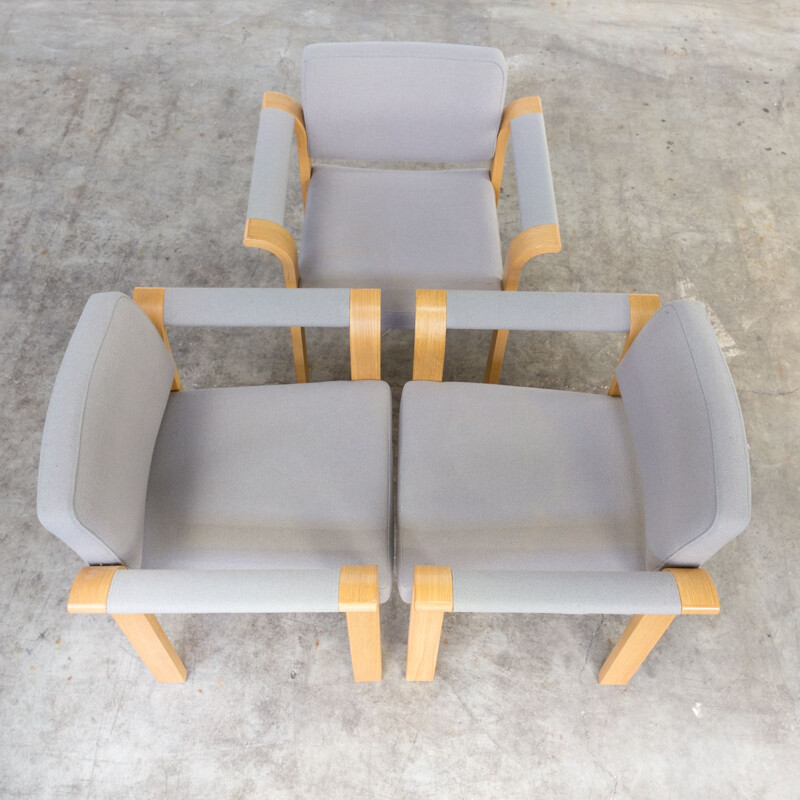 Set of 3 vintage chairs for Magnus Olesen in birchwood 1960