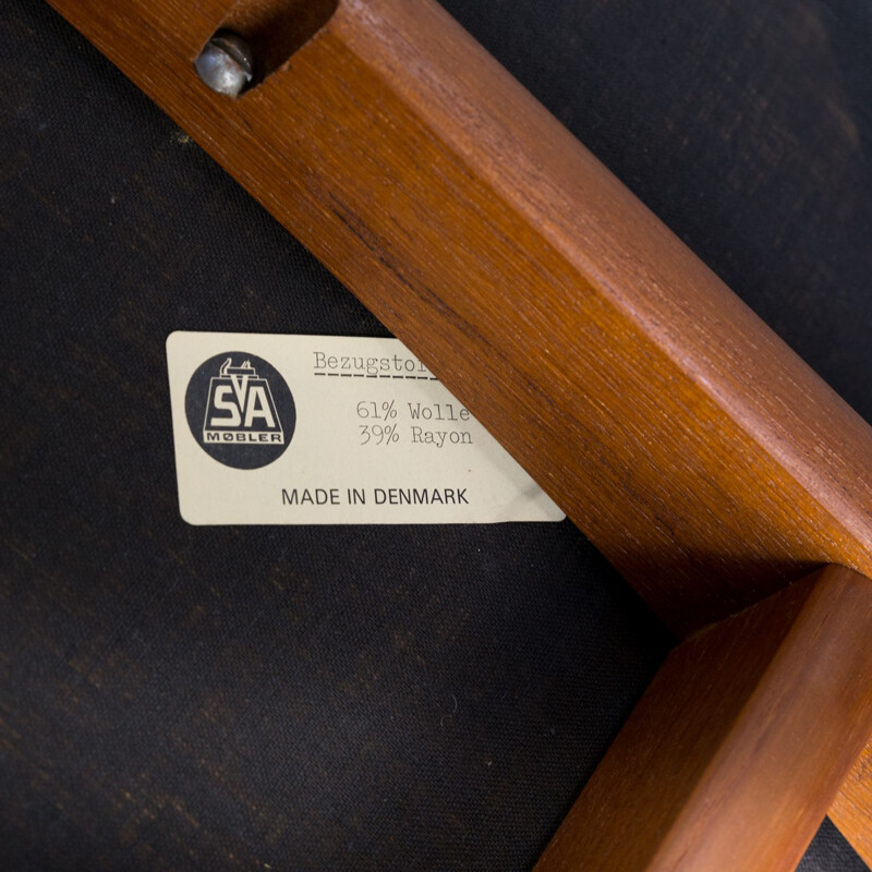 Ensemble de 6 chaises vintage Compass pour SVA en tissu beige et teck 1960