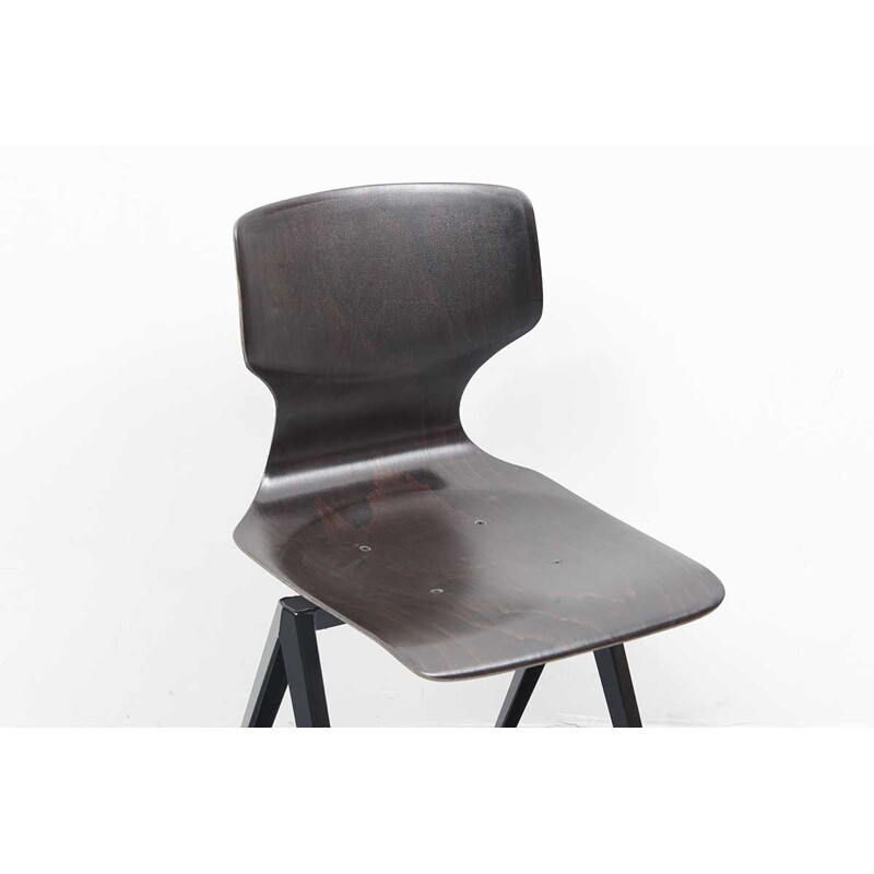 Vintage dutch Galvanitas S19 chair in ebony wood and metal 1960