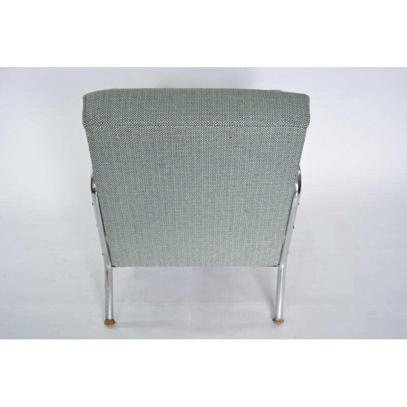 Vintage german armchair in blue fabric and metal 1970