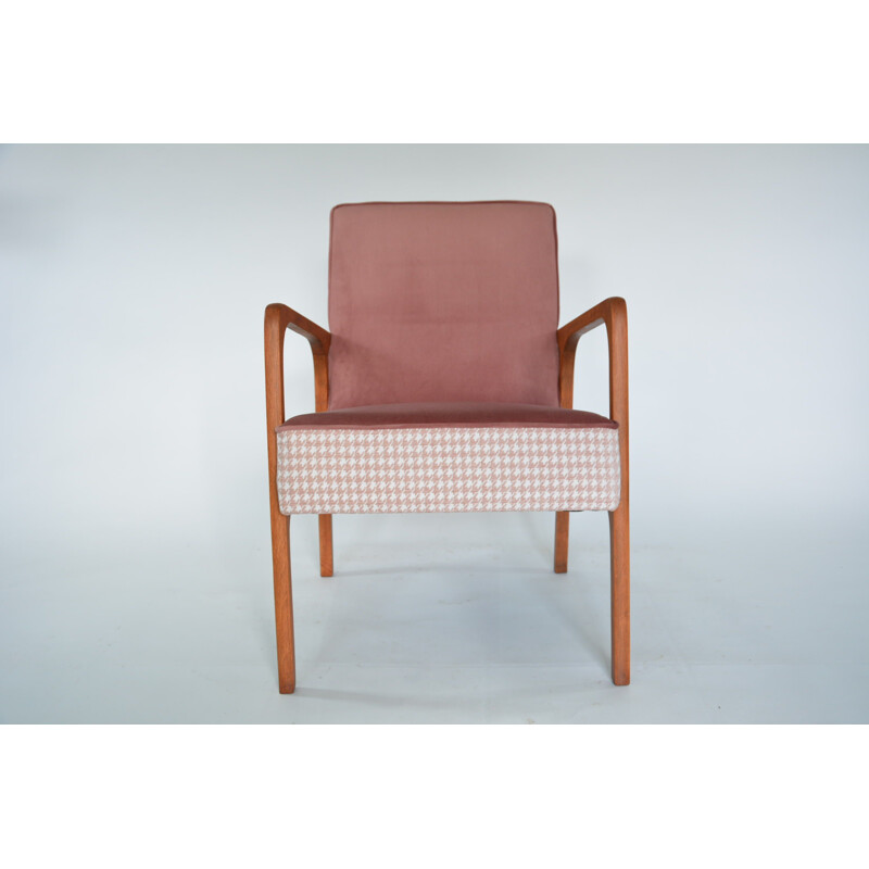 Vintage Kadr armchair in pink velvet and wood 1960