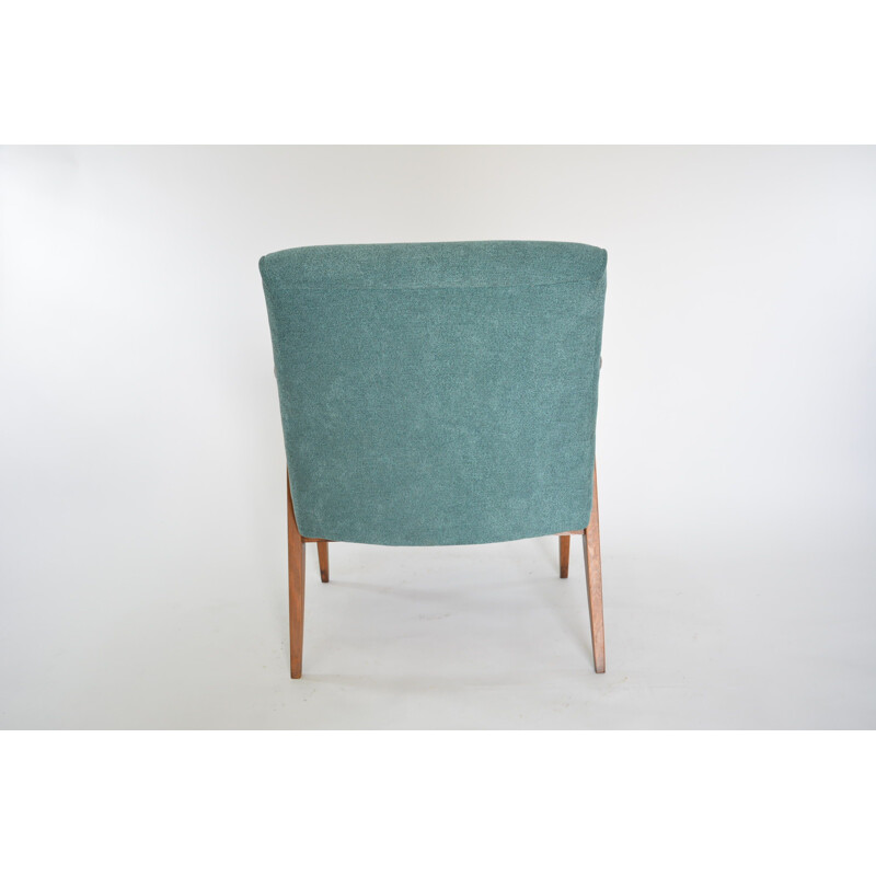 Vintage armchair in green fabric and wood 1960