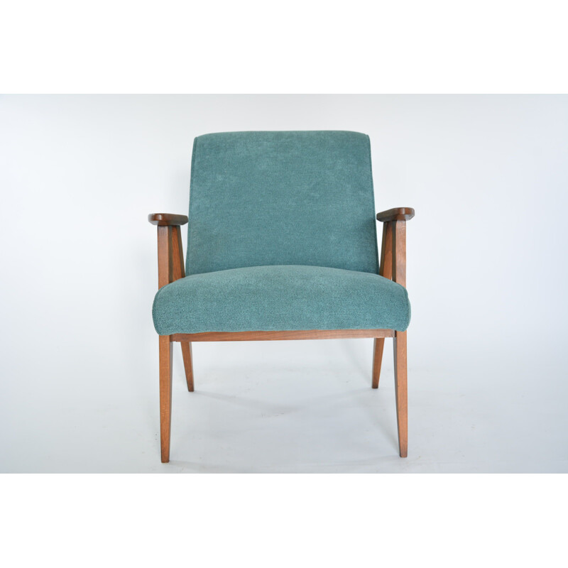 Vintage armchair in green fabric and wood 1960
