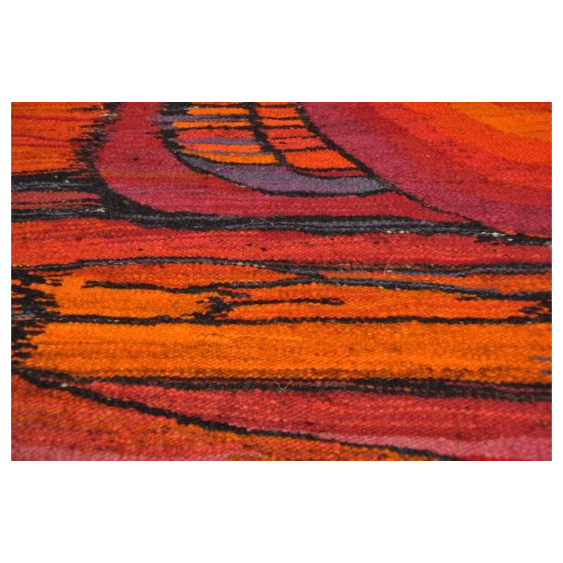 Vintage Andromeda rug for PS PLiA in orange and yellow wool 1960