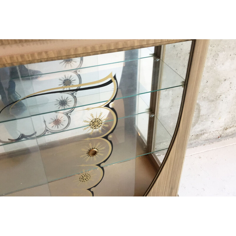 Vintage cabinet in wood and glass 1950