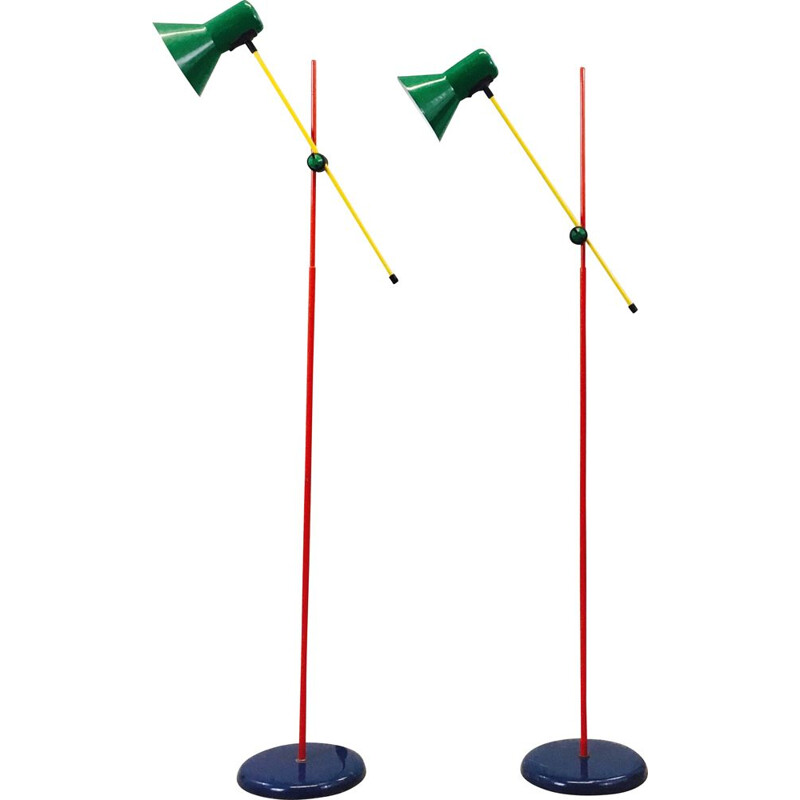 Pair of vintage floor lamps Veneta Lumi 2300 T, Italy 80s 