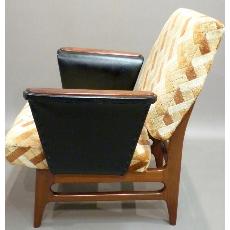 Scandinavian armchair in teak  and fabric - 1950s
