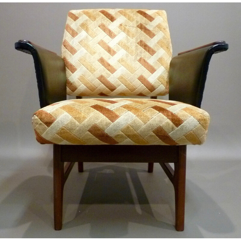 Scandinavian armchair in teak  and fabric - 1950s