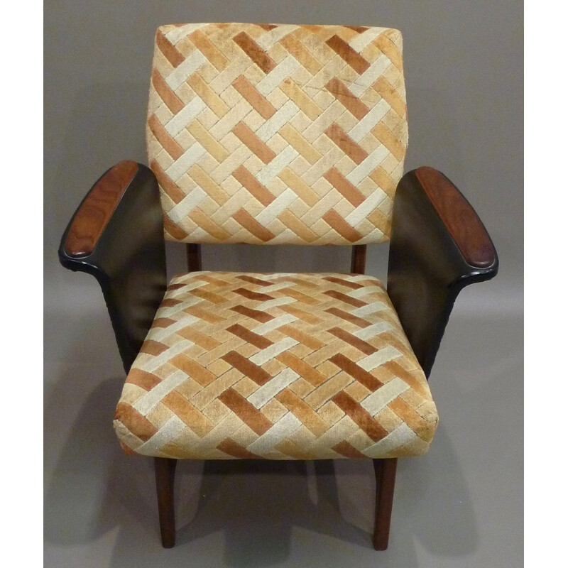 Scandinavian armchair in teak  and fabric - 1950s