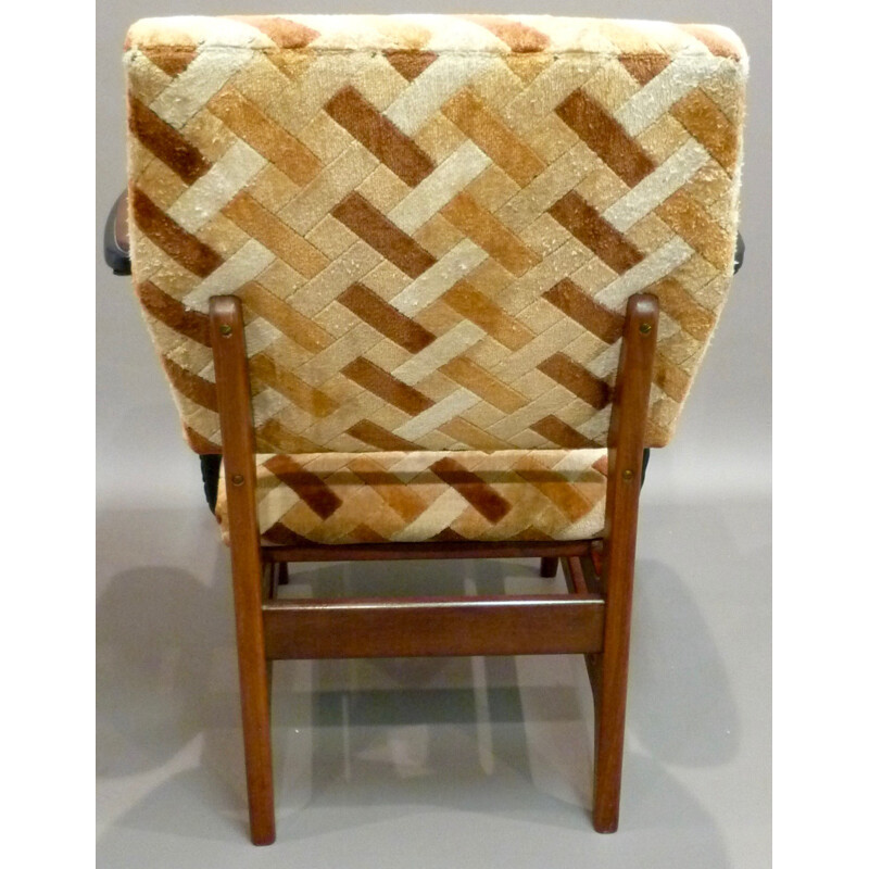 Scandinavian armchair in teak  and fabric - 1950s