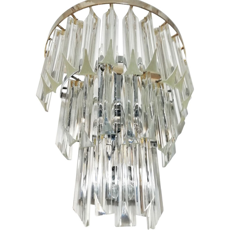 Vintage wall lamp by Paolo Venini  in Murano glass and chromed metal