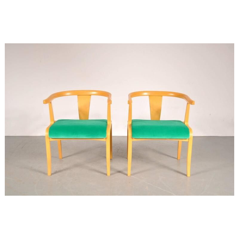 Vintage-Stuhl aus Birke und grünem Samt