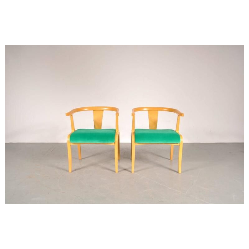 Vintage-Stuhl aus Birke und grünem Samt