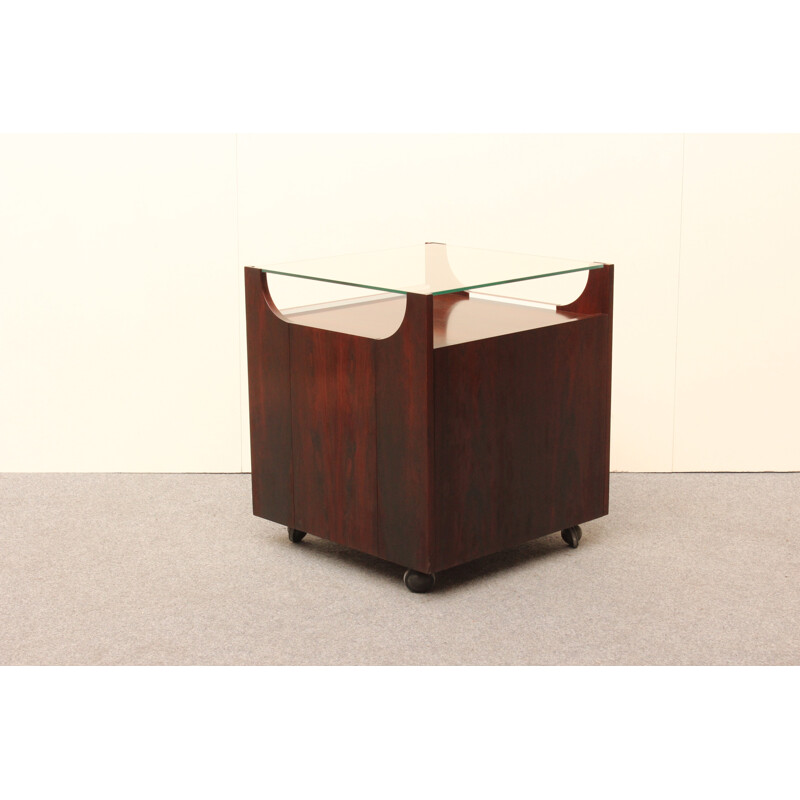 Rosewood, glass and metal bar cabinet, Bruno MUNARI - 1960s