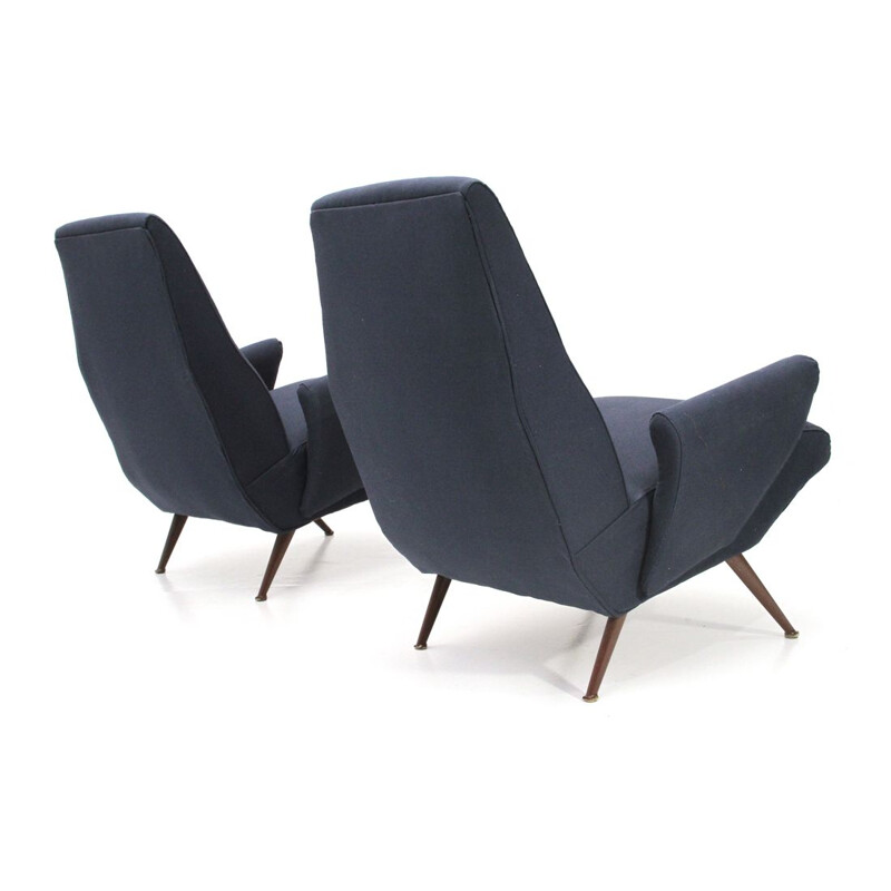 2 fauteuils vintage bleue modèle "Derby" par Letterio Mangano pour Framar,1950