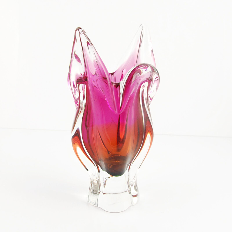 Vintage glass vase for Chribska Sklarna 1960