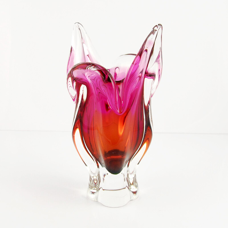 Vase vintage en verre pour Sklarna Chribska 1960