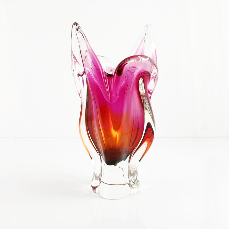 Vintage glass vase for Chribska Sklarna 1960