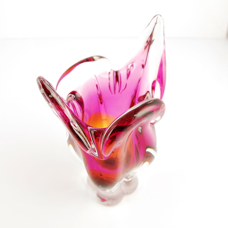 Vase vintage en verre pour Sklarna Chribska 1960