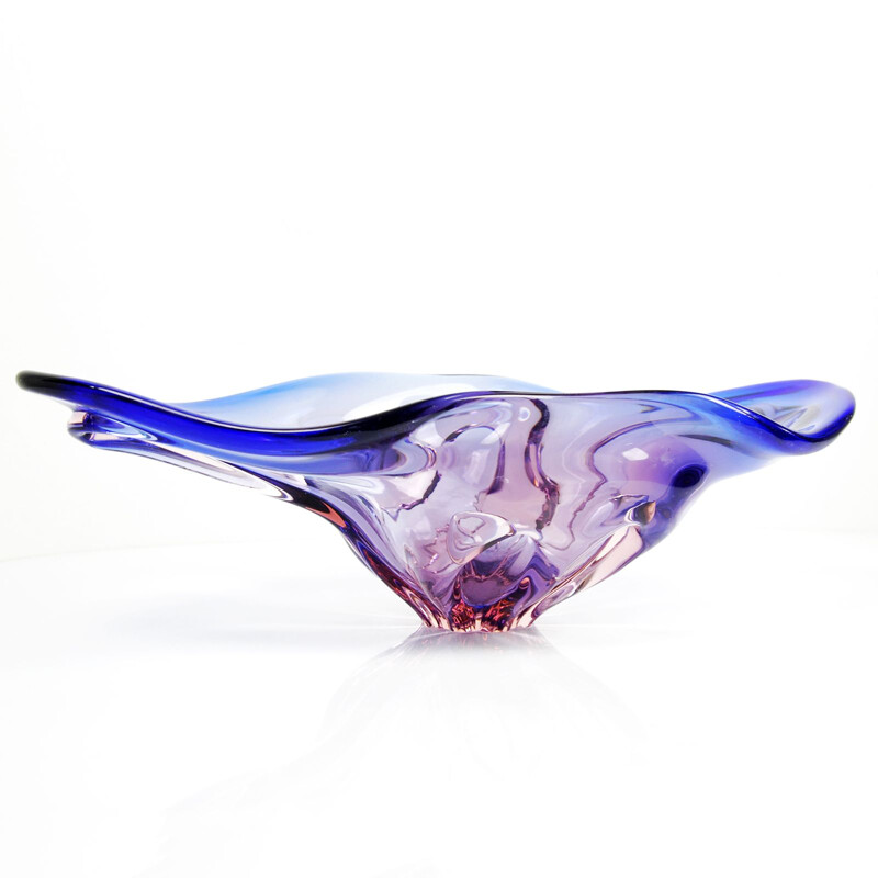 Vintage purple vase for Chribska Sklarna in glass 1960
