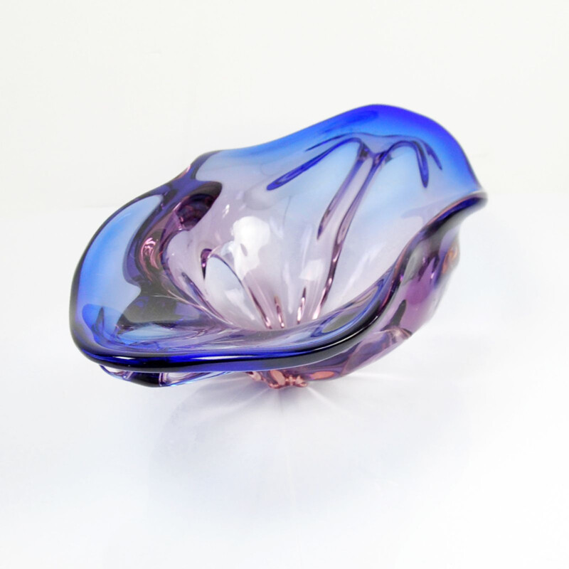 Vintage purple vase for Chribska Sklarna in glass 1960