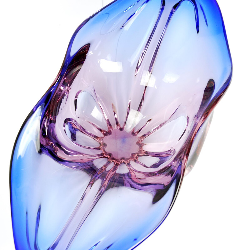 Vintage purple vase for Chribska Sklarna in glass 1960