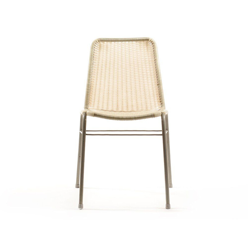 Industrieller Vintage-Stuhl aus Metall mit Kunststoffwellen 1970