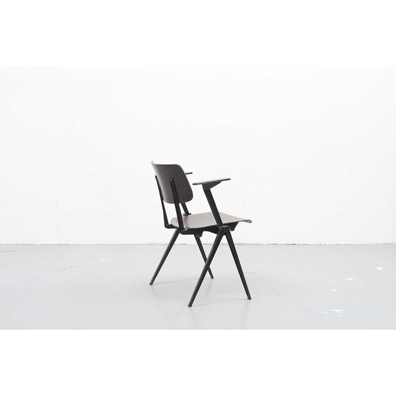 Vintage black dutch S16 chair in wood and metal