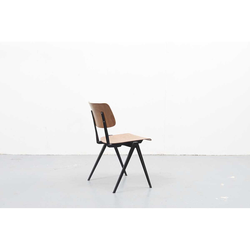 Vintage dutch S16 chair in oak and metal