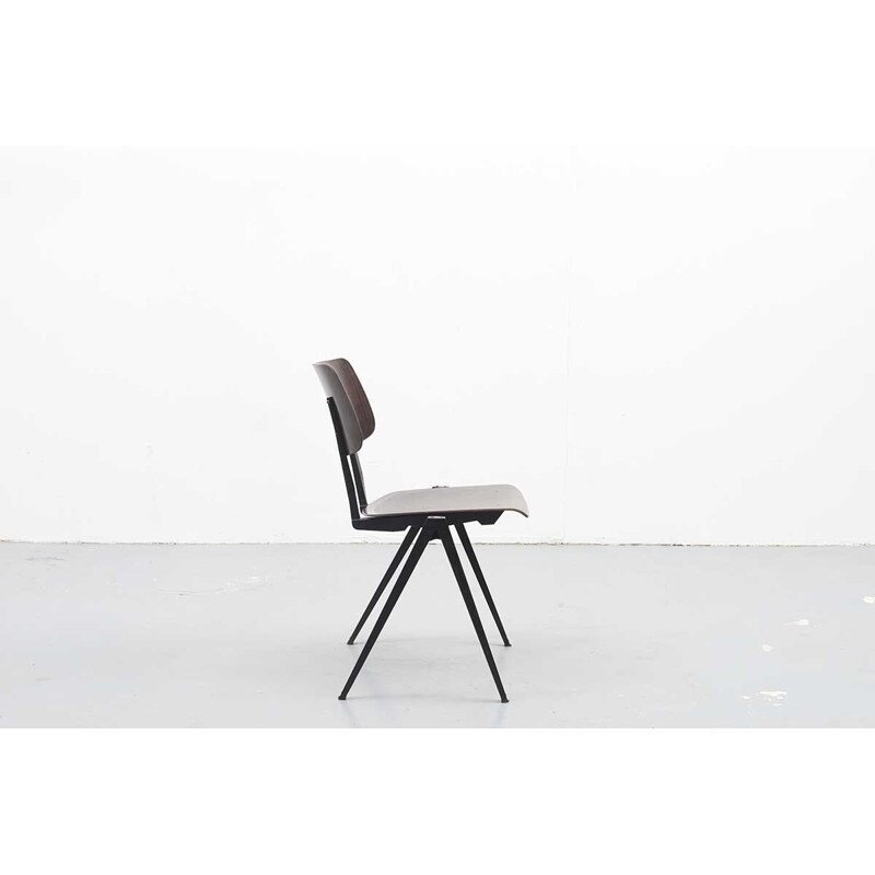 Black vintage dutch S16 chair in wood and metal