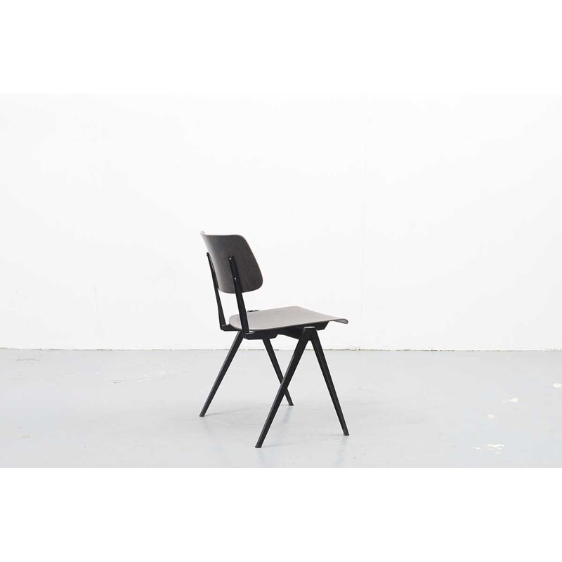 Black vintage dutch S16 chair in wood and metal